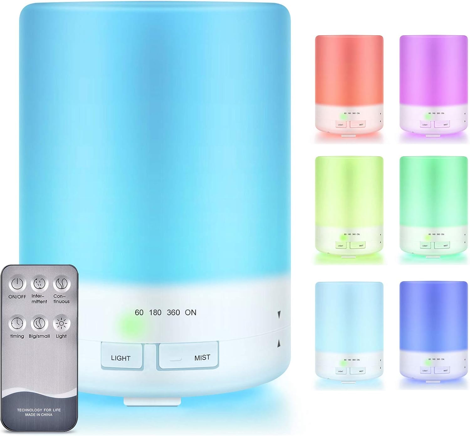 Migimi 300ml Aroma Diffuser, Ultraschall Luftbefeuchter Fernbedienung Vernebler Raumbefeuchter Elektrisch Duftlampe Öle Diffusor mit 7 Arten LED Lichtfarben für Zuhause, Büro, Yoga, SPA, Schlafzimmer