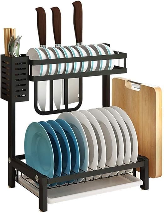 Amazon.de: 2-Tier-Edelstahl-Küche Rack schwarz Abtropfbrett ablassen