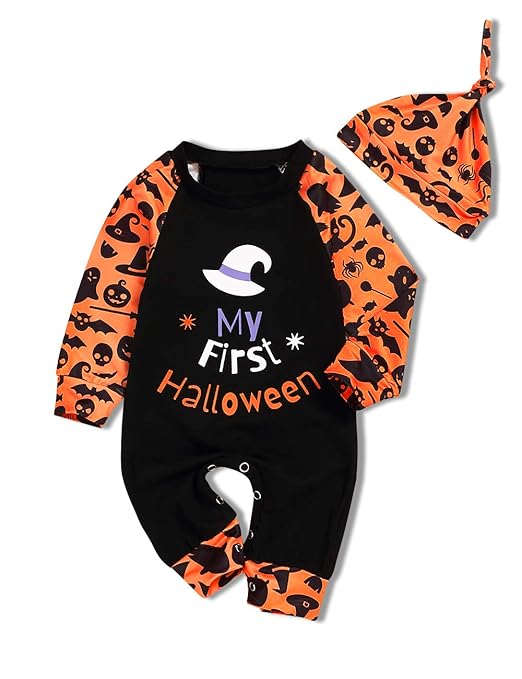 My First Halloween Outfit Newborn Infant Baby Boy Girl Jumpsuit Pumpkin