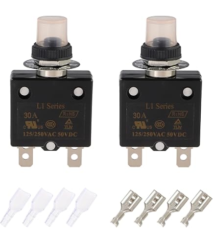 thumbnail image 2 of 5A Circuit Overload Protector With Waterproof Caps - AC125/250V DC32V Thermal Breaker (3-Pack) 2 of 9