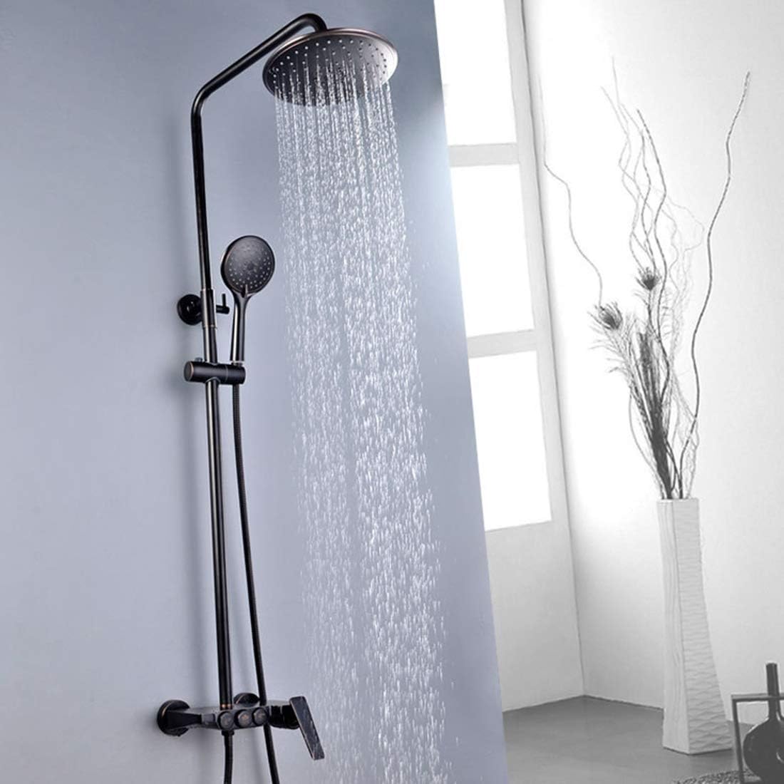 DONGCY Shower System With Handheld Shower And Slide Bar & Shower Head Combo For Low-Ceiling Bathrooms,Surface Mounted