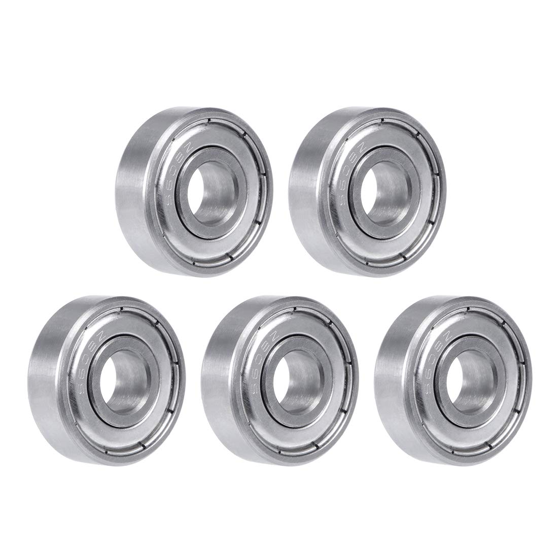 sourcing map S608ZZ Stainless Steel Ball Bearing 8x22x7mm Double Shielded S608Z Bearings (Z2 Lever) 5-Pack