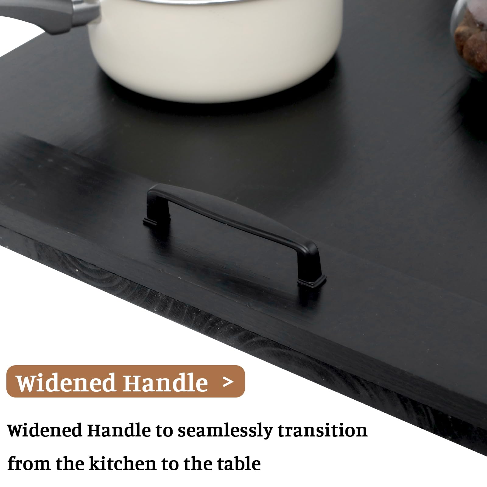 SwallowLiving Wood Noodle Board Stove Cover with Handles, Wooden Stovetop Cover Board for Gas Stove and Electric Stove Top,Kitchen Sink Cover for Counter Space, Cutting Board, Black