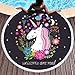 Sleepwish Unicorn Beach Towel Black Pink Round Beach Throw Blanket Fairy Animal Flowers Girls Beach Towels