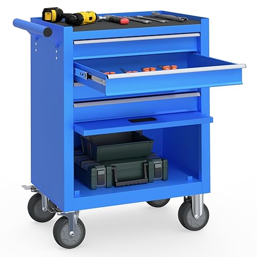 Cobinery High Capacity Rolling Tool Chest with Drawers, 4Drawers Heavy Duty Tool Cart on Wheels