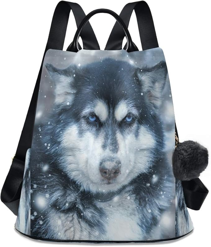 All agree Siberian Husky in Snow Funny Dog Backpack Purse AntiTheft Bookbag