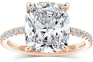 RODIFFY 4CT Cushion Cut Promise Ring for Women, White/Yellow Stone 5A Grade Cubic Zirconia S925 Silver Yellow/White/Rose Golden Engagement Ring