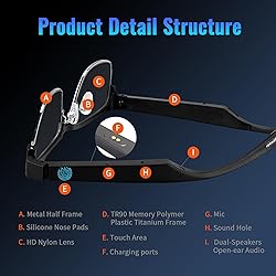 GenXenon Bluetooth Audio Smart Glasses, Blue Light