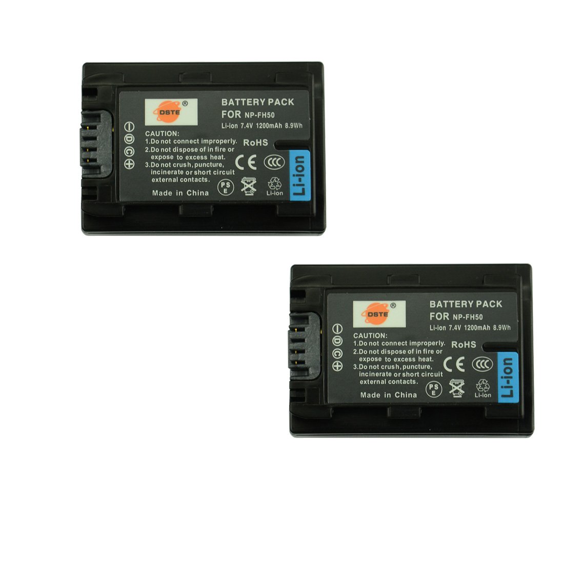 DSTE® 2x NP-FH50 Replacement Li-ion Battery for Sony DSLR-A230 DSLR-A290 DSLR-A330 DSLR-A380 DSLR-A390 DSC-HX1 DSC-HX100V DSC-HX200V HDR-TG5V HDR-TG1E HDR-TG3 HDR-TG5 HDR-TG7 Digital Camera