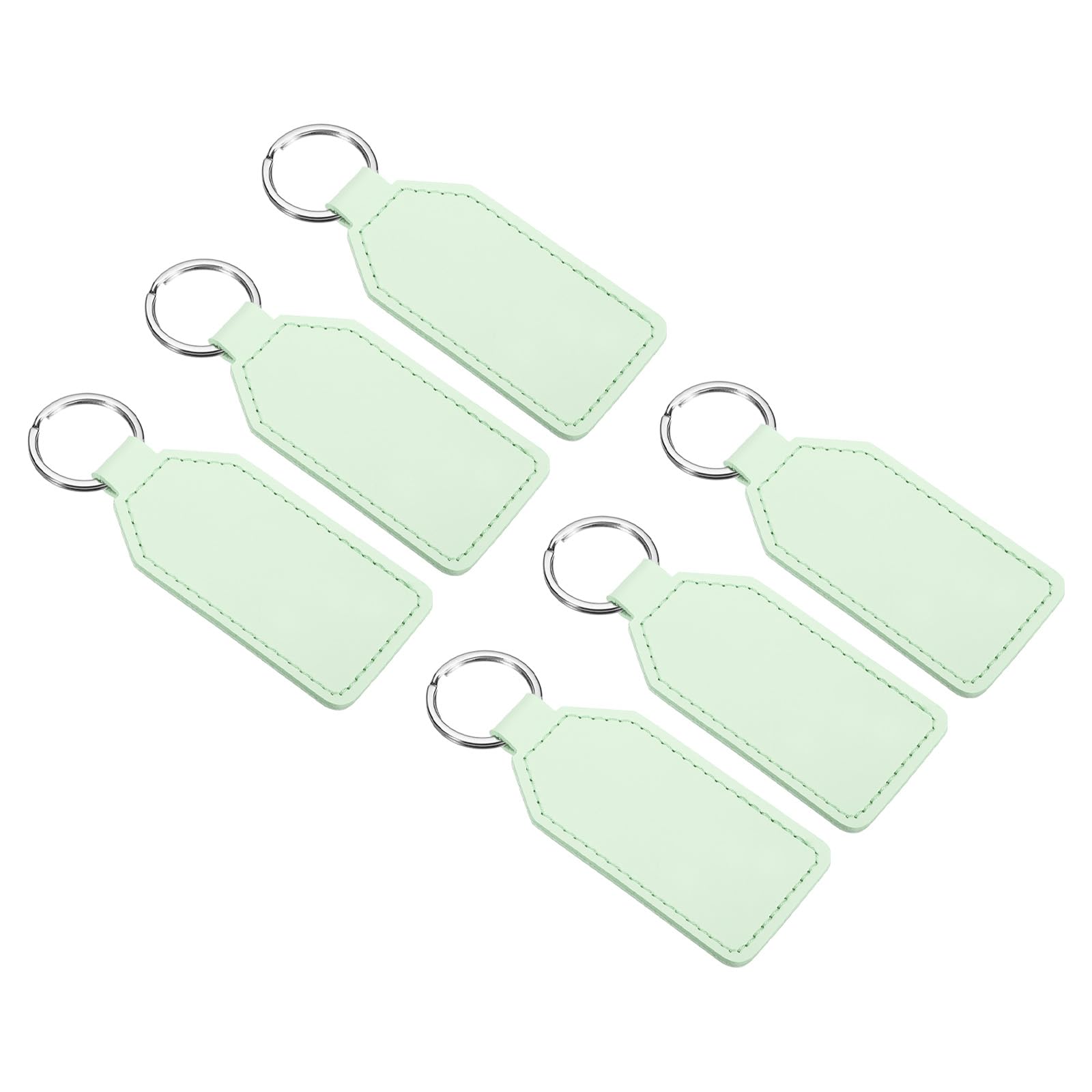 PATIKIL Sublimation Keychain Blanks, 6 Pack PU Leather Keychain Blanks Key Fob with Rings for DIY Keyring Car Home Keys, Green