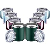 MEWAY 12oz Coffee Mug With Handle 2 Pack Bulk,Stainless Steel Insulated Travel Tumblers With Sliding Lid,Double Wall Vacuum Camping Cup for Hot & Cold Drinks Tea (Forest Green&Plum,Set of 8)
