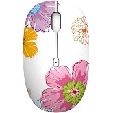 TENMOS M101 Wireless Mouse, Cute Computer Mice for Laptop,Silent-Flower | 2.4GHz Optical, Portable for Travel, Ambidextrous, Nano Receiver, Type C Adapter, Silent,Portable, Compact, Flower Design