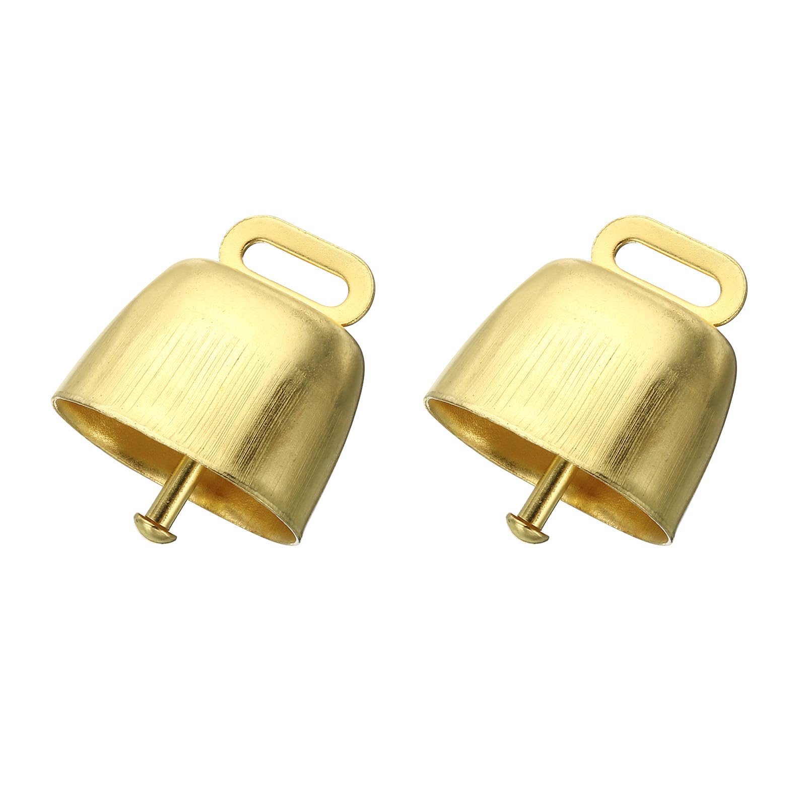 PATIKIL Mini Cow Bells for Crafts Christmas, 2 Pcs Shiny Gold Small Cow Bells, Loud Grazing Copper Bells Noise Makers, Cowbell Goat Bell, 1.4 x 0.9 x 1.4"