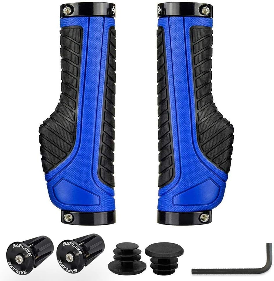 SAPLIZE Bike Handlebar Grips, Multi Colors/Design Optional, Ergonomic Design, Aluminum Double Lock-on, Mountain Bike Grips, MTB BMX Downhill Foldable Urban Bicycles Grips, Scooter Grips