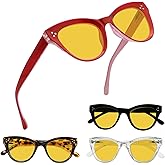 Eyekepper 4 Pack Oversized Blue Light Filter Glasses Women Cat Eye Computer Reading Glasses Amber Tinted +1.00