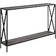 Convenience Concepts Tucson Console Table 47.25" - Modern Sofa Table with Storage Shelf, Entryway Hall Table for Living Room, Weathered Gray/Black