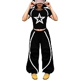 SOLY HUX Girl's Clothing Set Y2k Crop Top Wide Leg Pants 2 Piece Outfit Summer Clothes Streetwear