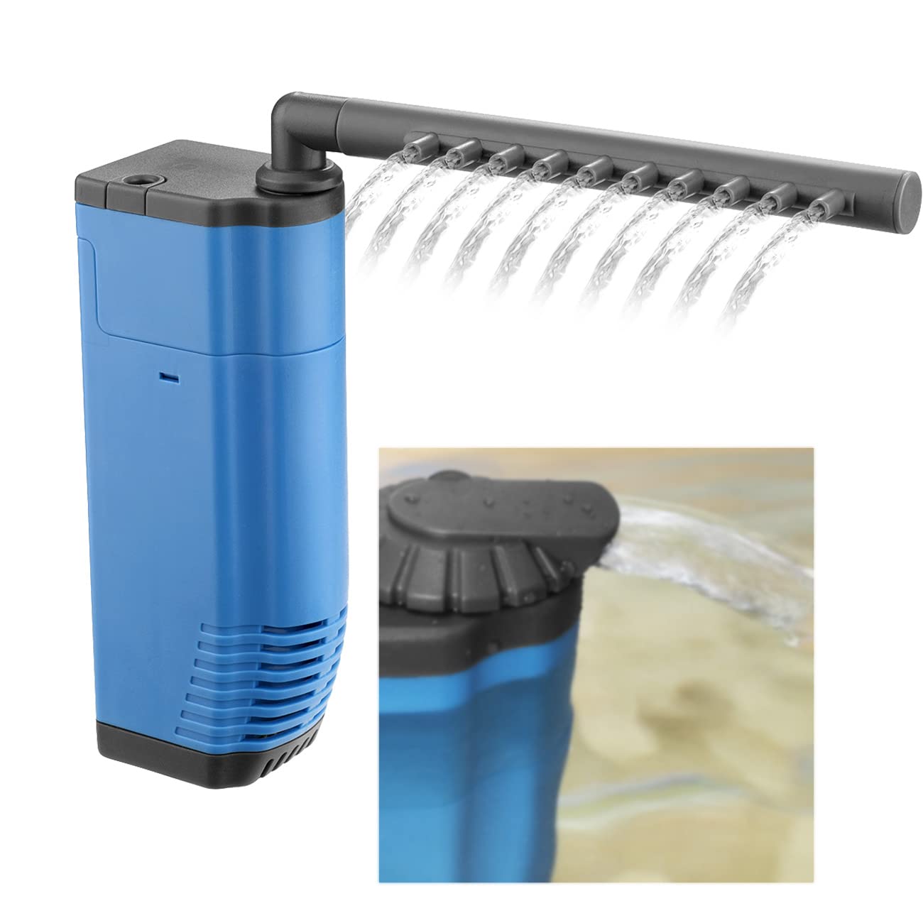 HITOP Submersible Internal Filter for Aquarium, Powerful Underwater Corner Filter for 5-55 litres Fish Tank
