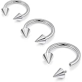 Ruifan 20G 18G 16G 14G 12G 8G 6G 4G 2G Horseshoe Nose Ring Titanium Septum Rings Piercing Jewelry Internally Threaded Gauges Cartilage Conch Helix Rook Tragus Earring Hoop Eyebrow For Women Men 3PCS