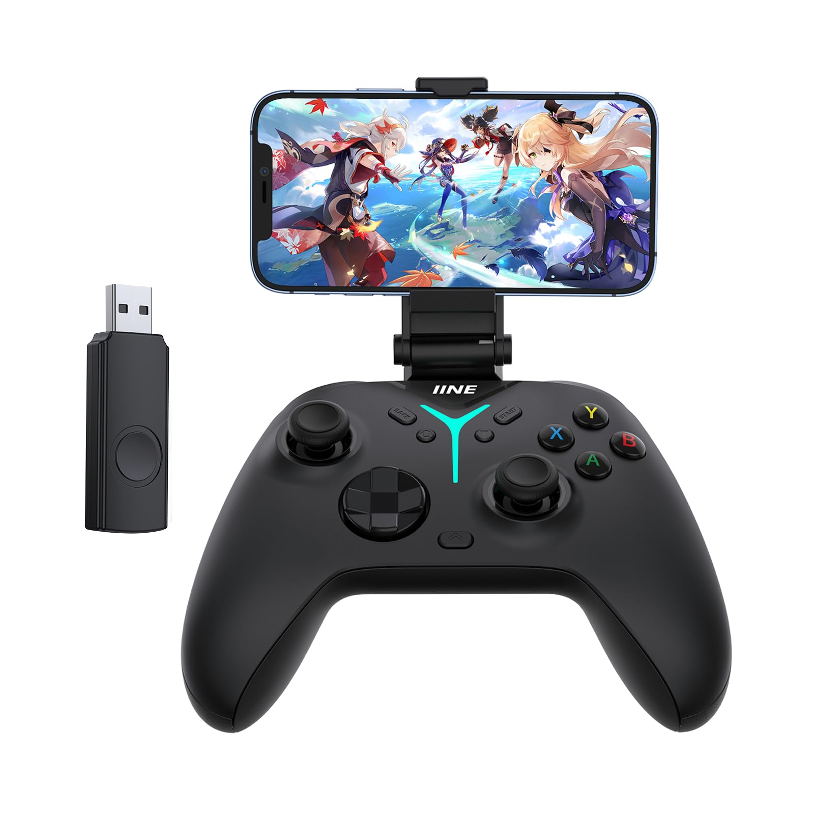 Photo 1 of IINE Wireless PC Controller, (No Drift) Wireless Gaming Controller with Bluetooth Adaptor for PC/Switch/Steam/Phone/Pad, Gamepad Game Controller with Phone Holder/Hall Effect Joystick/Hall Effect Linear Trigger/Macro Setting