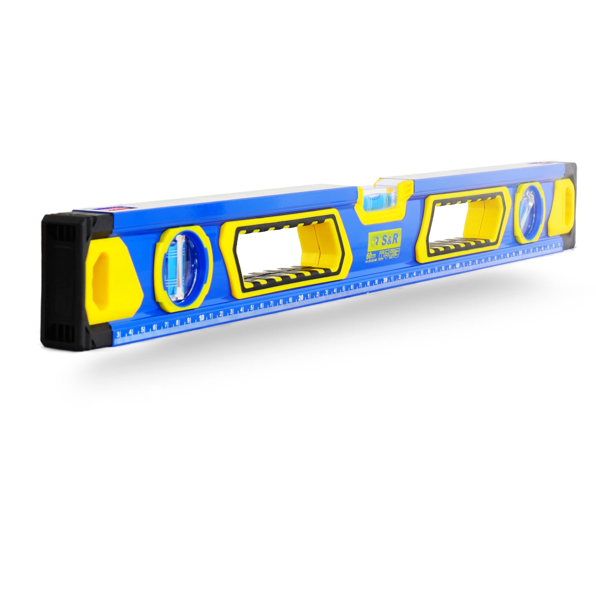 S&R Magnetic Spirit Level 60 cm with 3 Vials (Horizontal/Vertical/45°) and 2 Handles.Precision Class 1