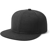 XXL Fitted Hats for Men Big Heads, Size 8 Flat Bill Fitted Cap, Closed Back Structured 6-Panel Baseball Cap, Extra Large Flat Brim Hat