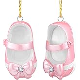 Amyhill Christmas Baby Shoe Ornament 2025 Baby First Ornament Gifts Pink Girl Xmas Hanging Booties for Christmas Tree Birthday Holiday Party Gifts
