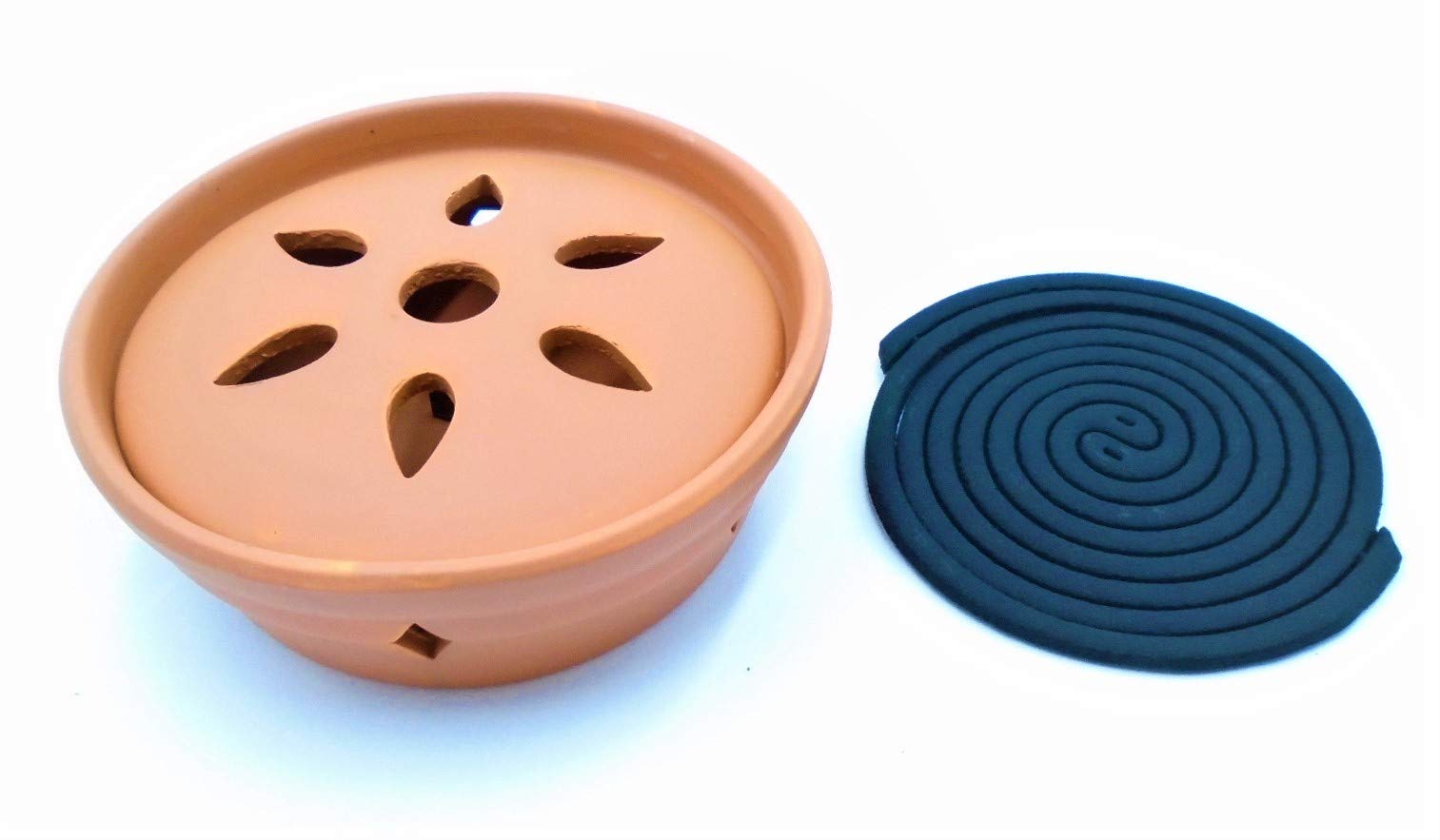 Ceramic Incense Holder 16 cm x 6 cm with Incense Spiral Lemongrass (Garden Home) Anti Mosquito