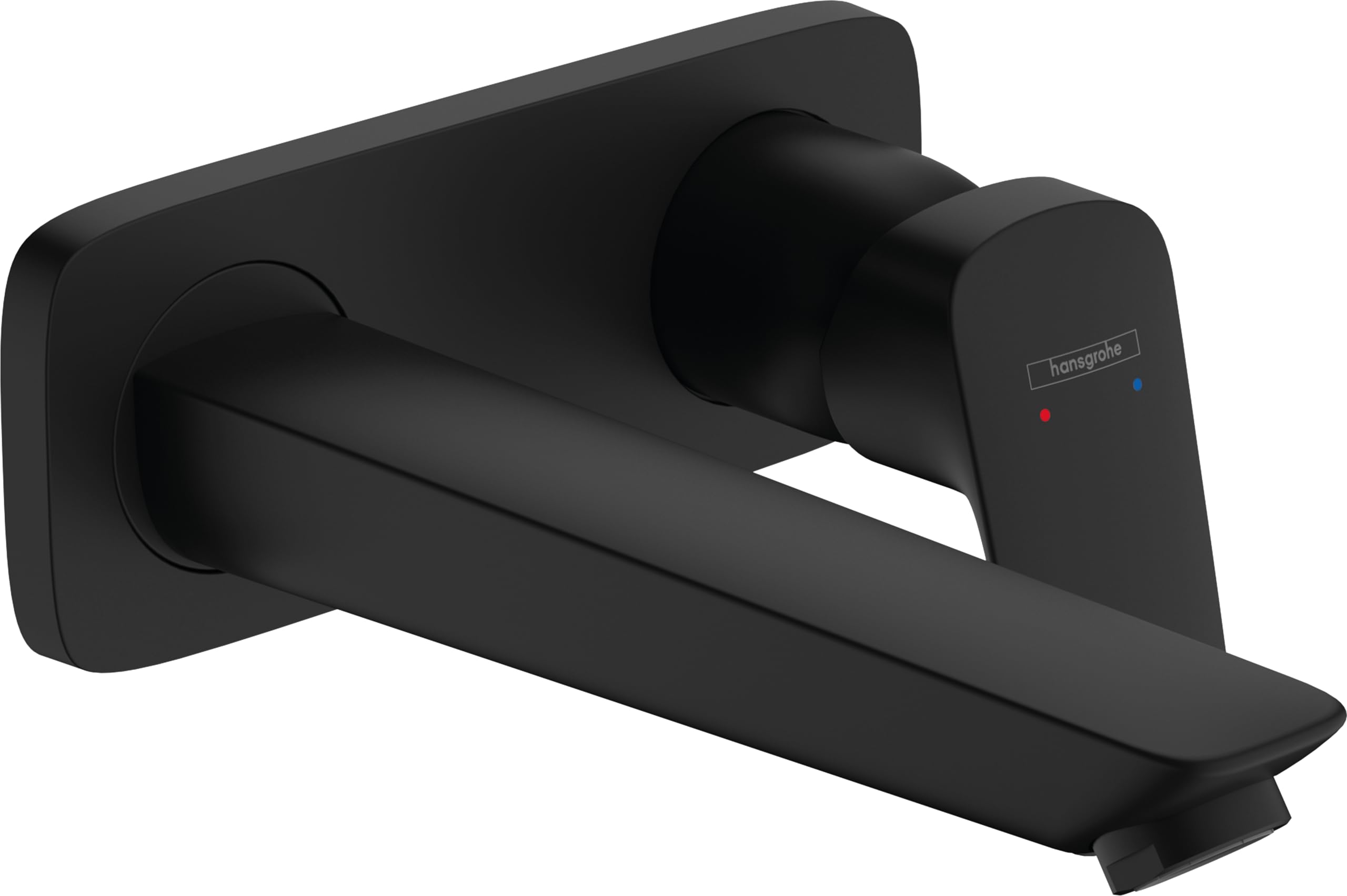 hansgrohe Logis - Bathroom tap Wall-Mounted for Concealed Installation, Bathroom Sink Water tap with spout 19,5cm, Bathroom Mixer tap Water-Saving (EcoSmart), matt Black, 71220670