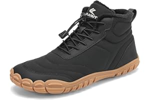 FLARUT Mens Womens Barefoot Snow Boots Winter Warm Shoes Fur Lined Wide Toe Box Zero Drop Ankle Sneakers