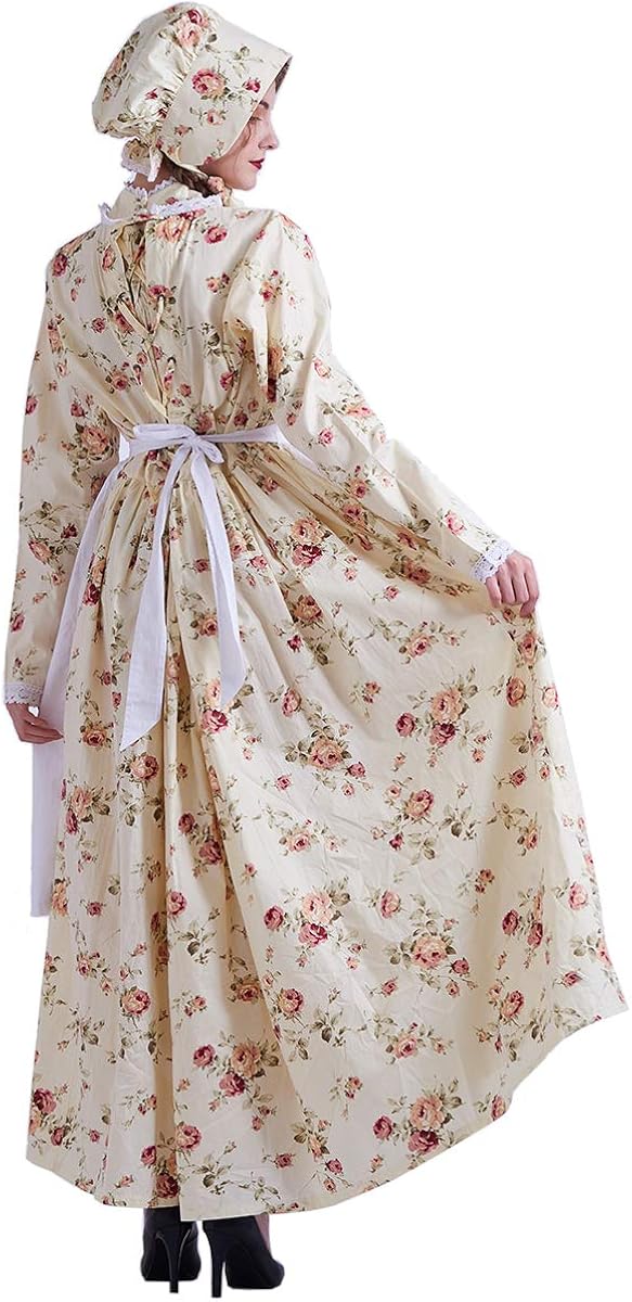 GRACEART Women's Pioneer Woman Costume Colonial Dress 100% Cotton: Clothing
