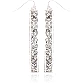 Glitter Rhinestone Statement Earrings - Sparkly Crystal Geometric Hexagon, Round Hoops, Vertical Bar, Teardrop Dangles, Shield Disc Drop