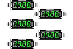 Diitao 5PCS TM1637 0.56" LED Display Digital Tube Decimal 7 Segment 4 Digit Clock Double Dots Drive Chip Tube Module Serial Driver Board with Pin Header (Green)