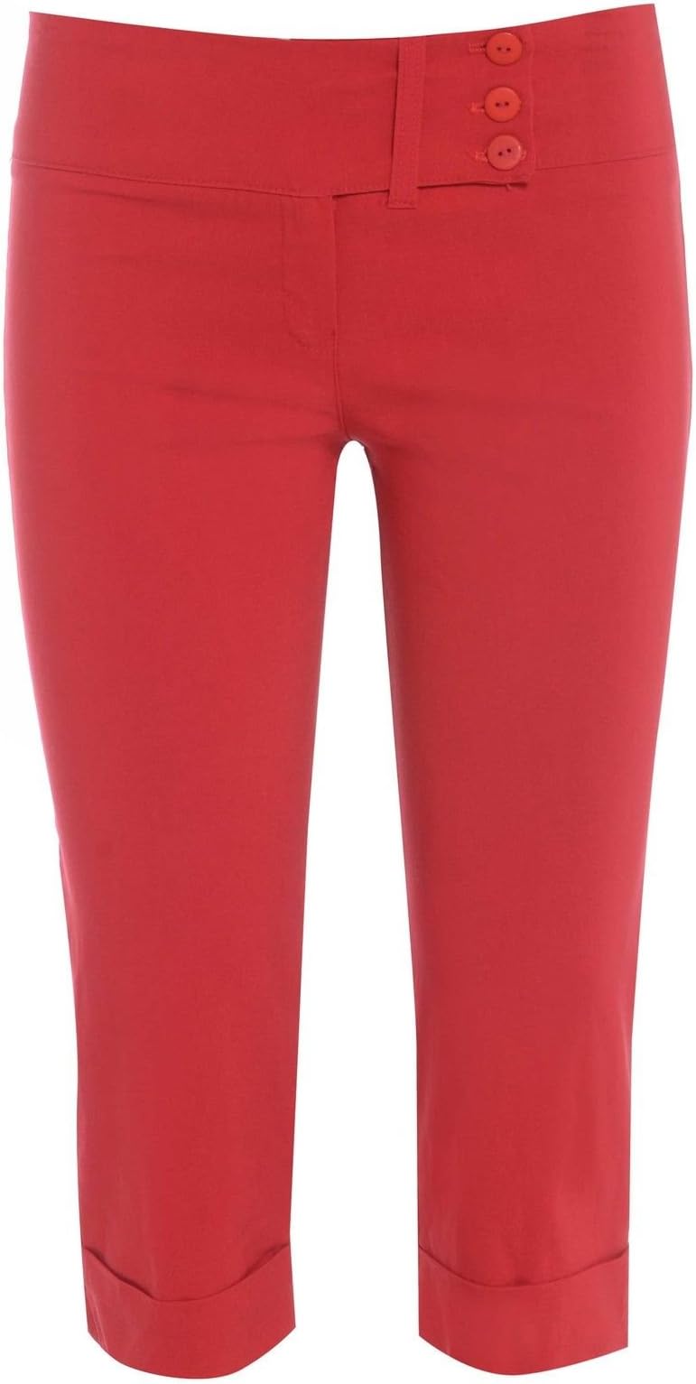 Miss SkinnyNew Ladies Womens Plus Size 3/4 Pedal Pusher Capri Pants Black White Size 8-26