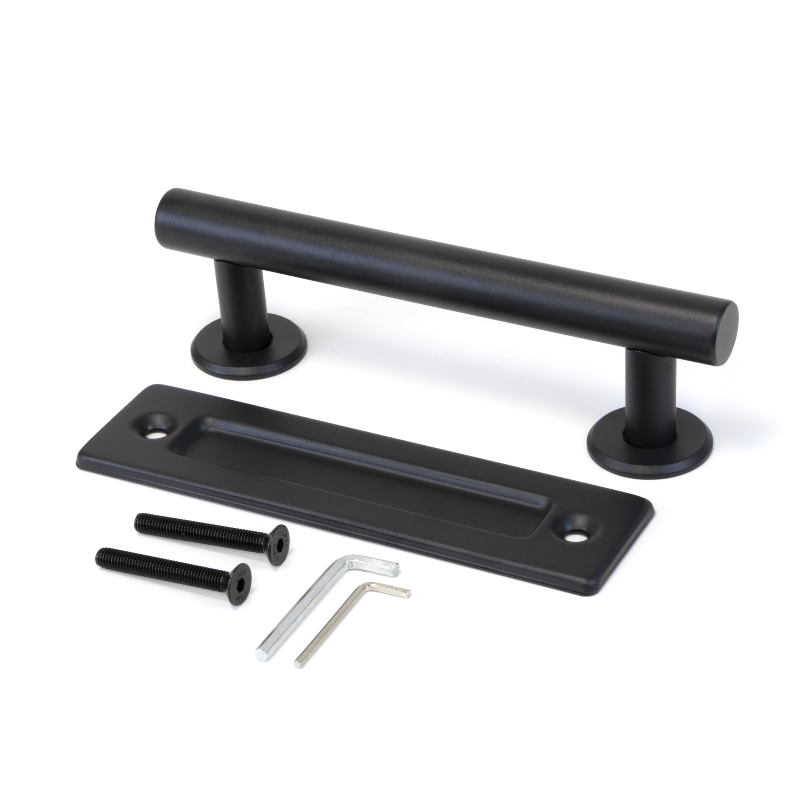 Emuca - Handle for Wooden Sliding Doors, Length 240mm (9,4 inch), Interaxis 180mm (7 inch), Steel, Textured Black