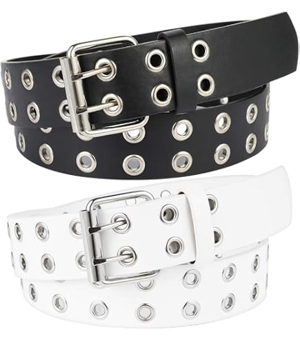 7 Pcs Grommet Belts PU Leather Double Studded Punk Rock Belt Buckle Punk Double Pin Buckle Men main image 3