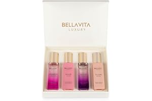 BELLA VITA LUXURY BellaVita Luxury Women's Perfume Gift Set (4x20ml) | Notes of Floral, Sweet, Spicey Red Fruit, Vanilla & Musk | DATE, SENORITA, GLAM & ROSE | French Parfum Collection Gift Set
