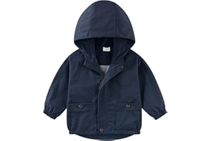Toddlers Windbreaker Baby Boys Hooded Jacket Zipper Lightweight Coat Kids Casual Outerwear
