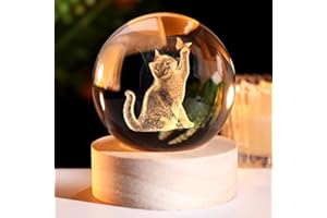 ZRENJHUS Gifts for Cat Lovers Women 3D Cat Crystal Ball Cats Themed Presents for Christmas Birthday