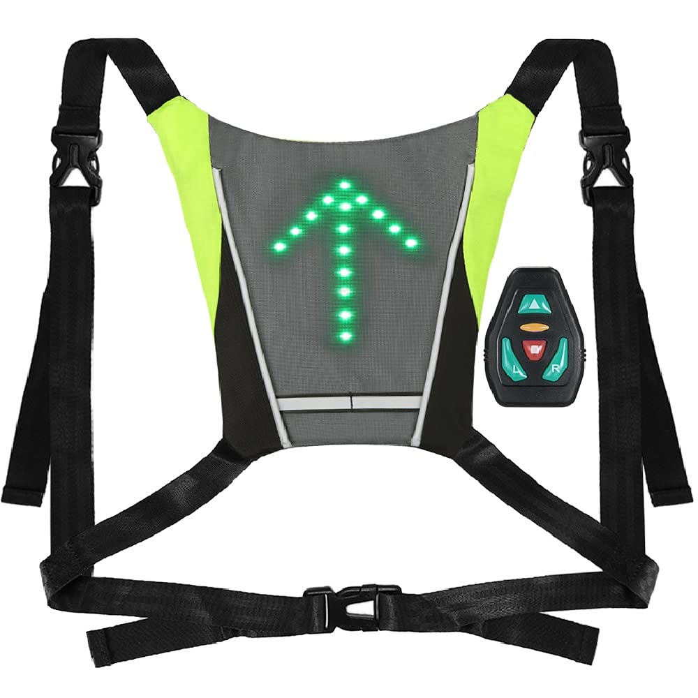 Lixada Running Vest Signal, LED Light Reflective, USB Rechargeable Riding Backpack with Remote Control Grey