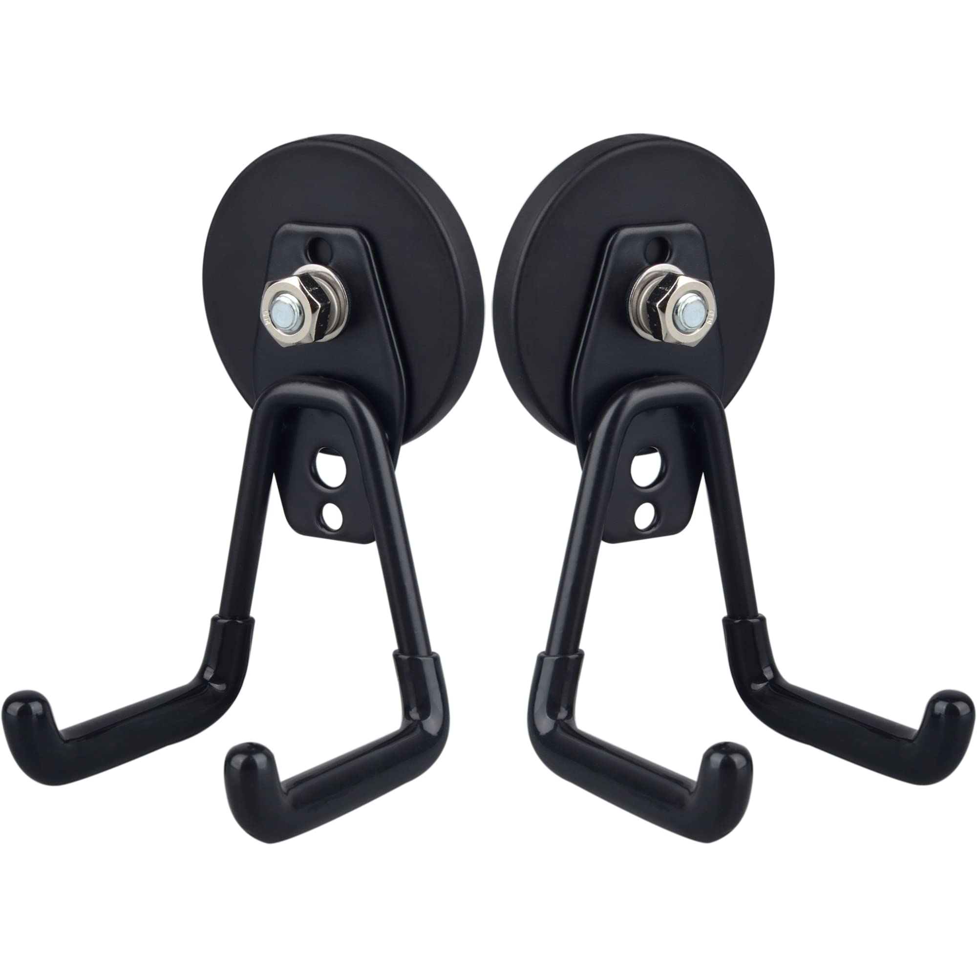 MUTUACTOR Heavy Duty Magnetically Coated Hooks,Garage Hooks with Rare Earth for Hanging Class Cruise,Kitchen Lockers,Metal Doors (D66mm 2 Black Hook)