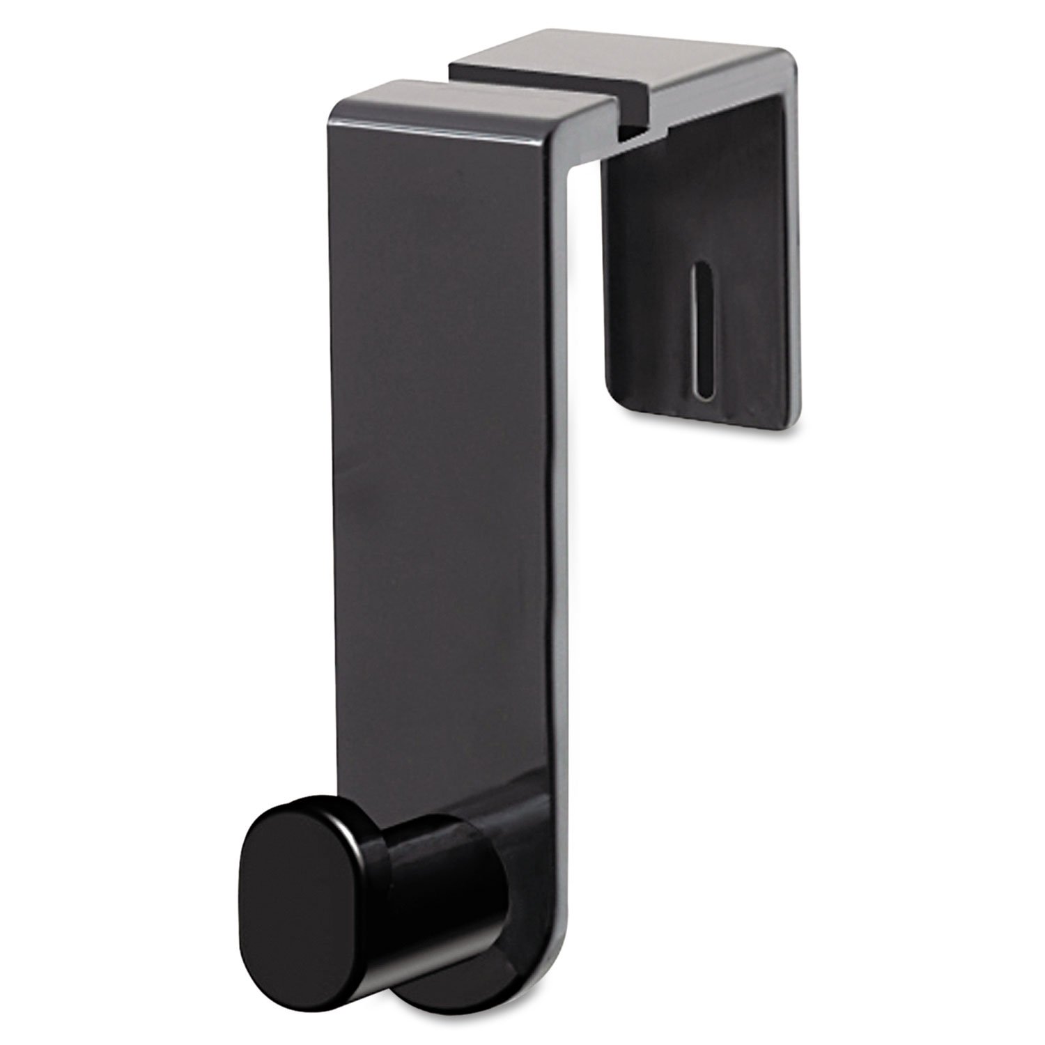 Photo 1 of Safco 4224BL Black Plastic and Steel Plate Single Coat Hook with Rounded Knob – Fits Over The Panel Door or Partition – 10 Lbs. Maximum Weight. Organize Coats,Hats,Bags and More