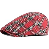 meioro Men's Striped Plaid Newsboy Hat Cabbie Beret Ivy Flat Cap Adjustable Gatsby Hat Hunting Driving Cap