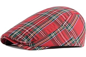 meioro Men's Striped Plaid Newsboy Hat Cabbie Beret Ivy Flat Cap Adjustable Gatsby Hat Hunting Driving Cap