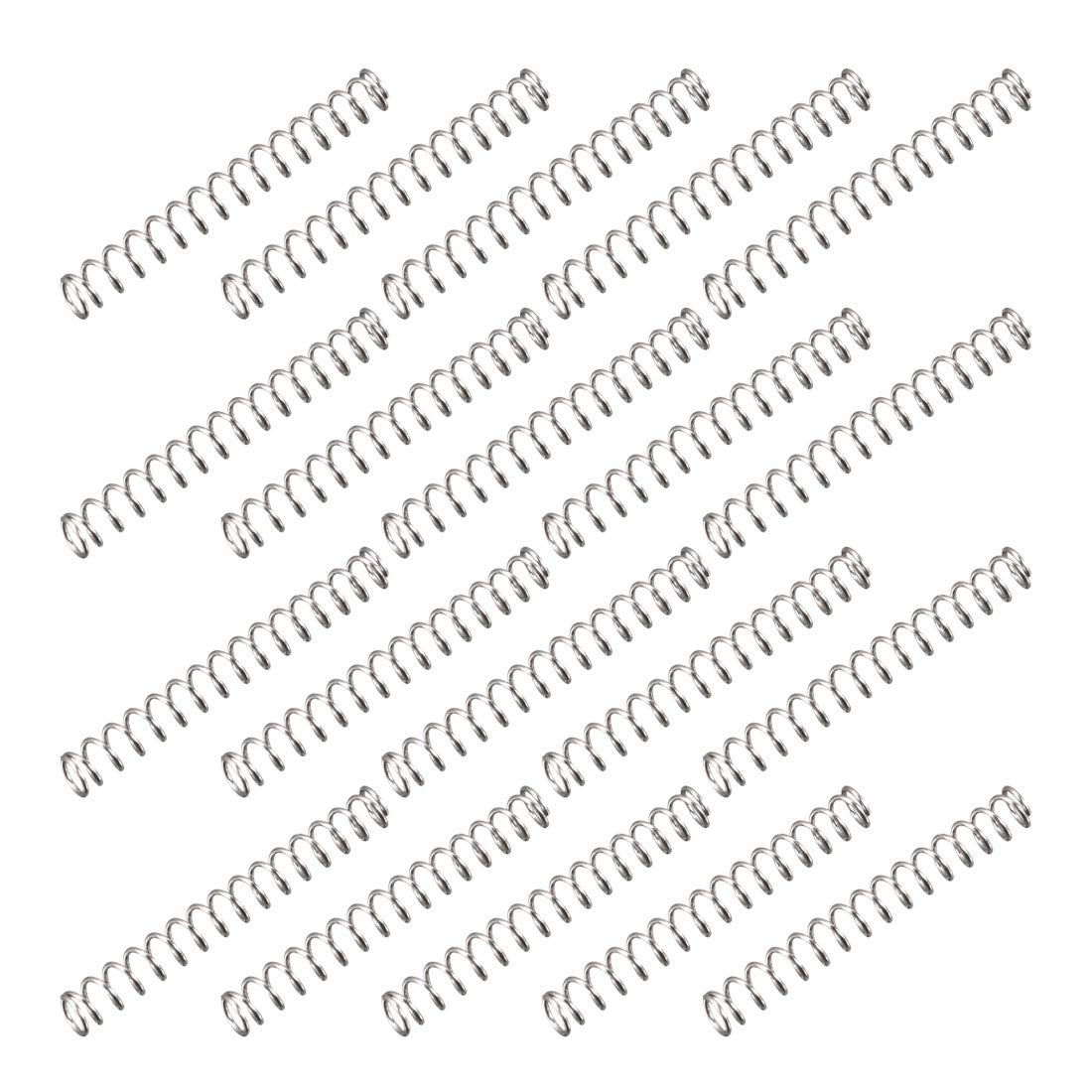 sourcingmap Compression Spring - 0.3mm Wire Dia, 2.3mm OD, 20mm Free Length Spring Steel Extension Spring,Silver,20Pcs