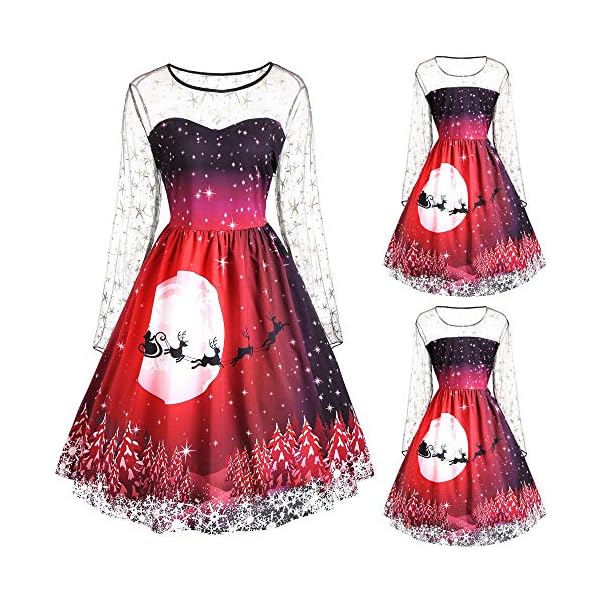 Forthery Women's Vintage Mesh A-Line Party Skater Swing Dress - Image 3