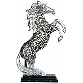 George S. Chen Imports SS-G-11679 Silver Toned Engraved Horse Standing Statue, 12"