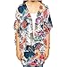 BOSSAND Women's Sheer Chiffon Blouse Loose Tops Kimono Floral Print Cardigan