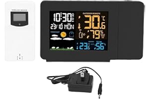 Fockety Projection Alarm Clock, Weather Forecast Station with Temperature Humidity Display, Color Screen and Projection Alarm