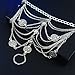 Zhenhui 1 Pair Boho Vintage Silver Tone Gold Tone Coin Blessing Symbol Tassel Indian Anklets Foot Jewelry 2 Pcs (Silver Coin)